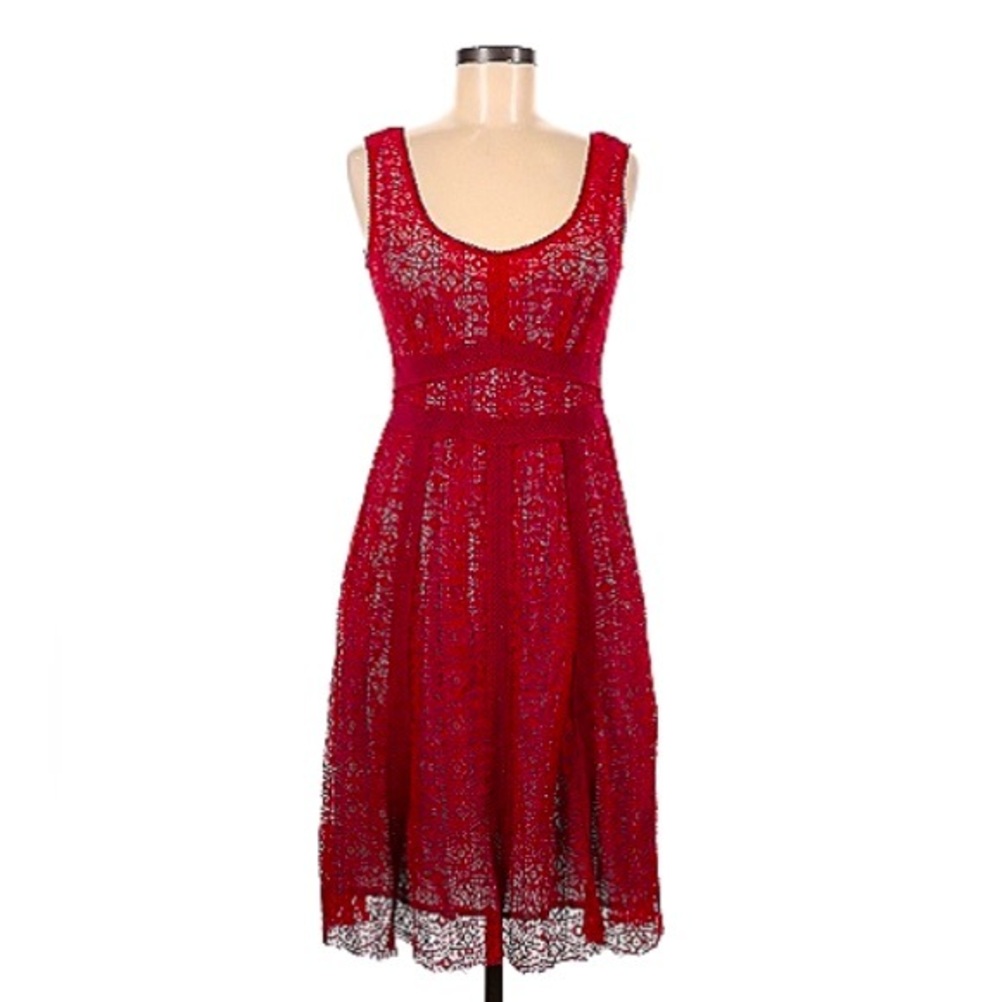 Nanette Lepore size 2 A-line sleeveless Red Lace dress NWOT